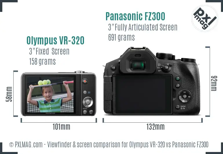 Olympus VR-320 vs Panasonic FZ300 Screen and Viewfinder comparison