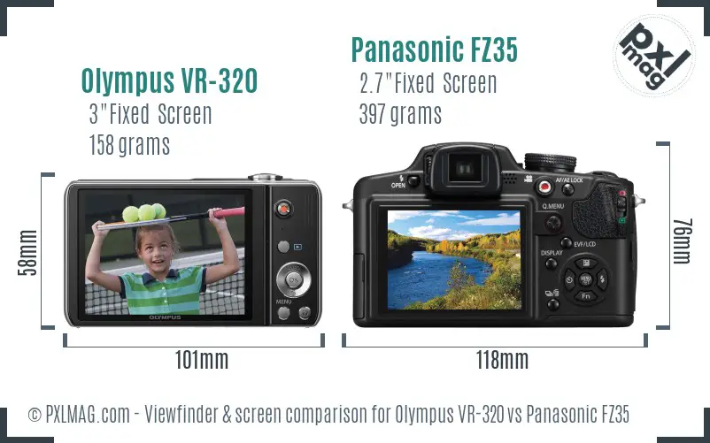 Olympus VR-320 vs Panasonic FZ35 Screen and Viewfinder comparison Olympus VR-320 vs Panasonic FZ35 Screen and Viewfinder comparison