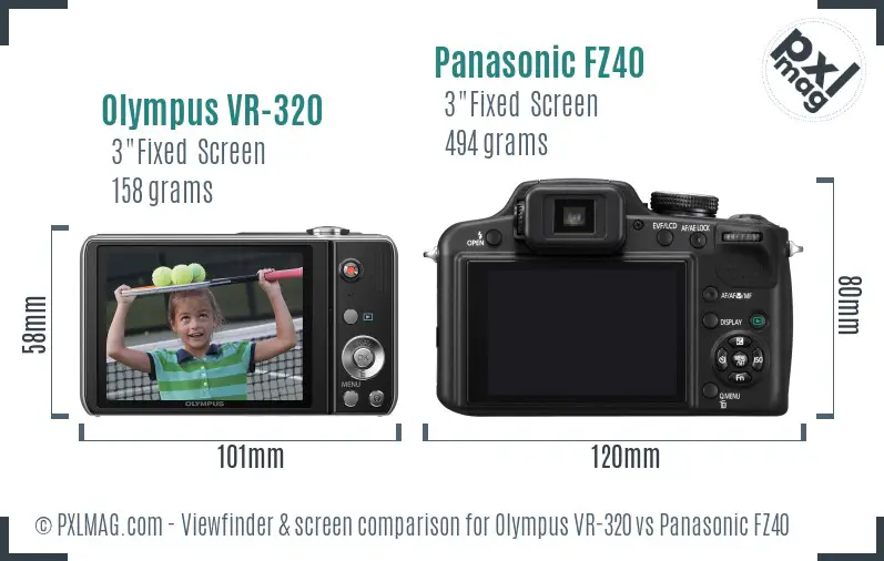 Olympus VR-320 vs Panasonic FZ40 Screen and Viewfinder comparison