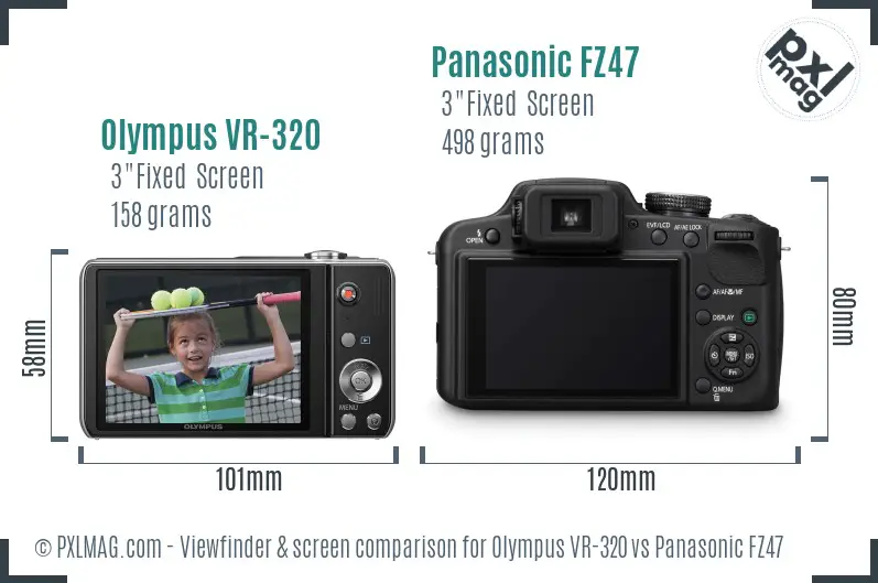 Olympus VR-320 vs Panasonic FZ47 Screen and Viewfinder comparison