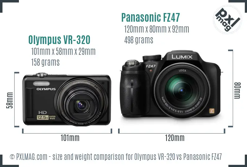 Olympus VR-320 vs Panasonic FZ47 size comparison