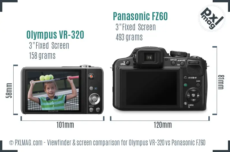 Olympus VR-320 vs Panasonic FZ60 Screen and Viewfinder comparison