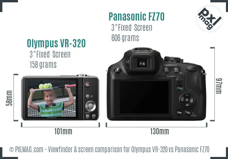 Olympus VR-320 vs Panasonic FZ70 Screen and Viewfinder comparison