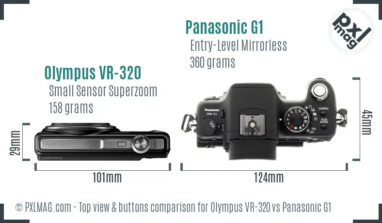 Olympus VR-320 vs Panasonic G1 top view buttons comparison