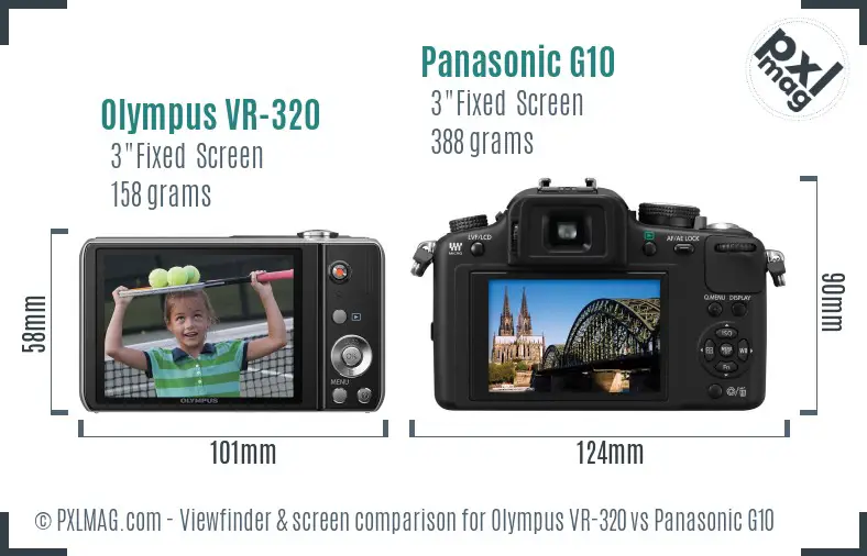 Olympus VR-320 vs Panasonic G10 Screen and Viewfinder comparison