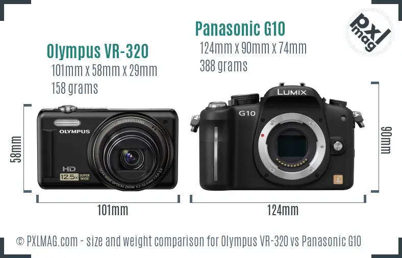 Olympus VR-320 vs Panasonic G10 size comparison