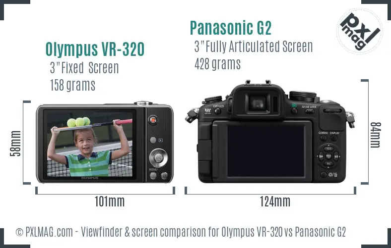 Olympus VR-320 vs Panasonic G2 Screen and Viewfinder comparison