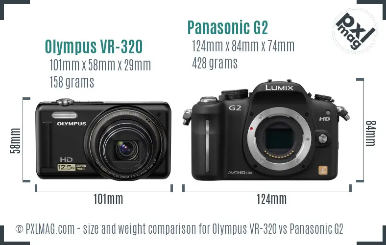 Olympus VR-320 vs Panasonic G2 size comparison