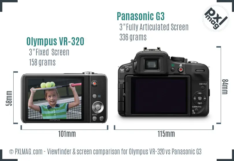 Olympus VR-320 vs Panasonic G3 Screen and Viewfinder comparison