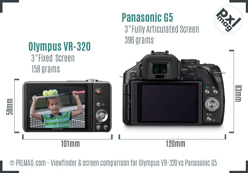 Olympus VR-320 vs Panasonic G5 Screen and Viewfinder comparison