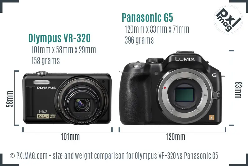 Olympus VR-320 vs Panasonic G5 size comparison