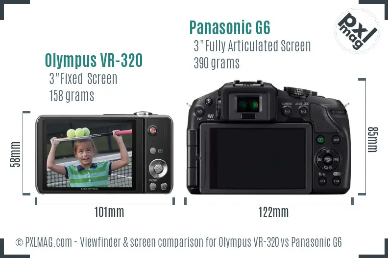 Olympus VR-320 vs Panasonic G6 Screen and Viewfinder comparison Olympus VR-320 vs Panasonic G6 Screen and Viewfinder comparison