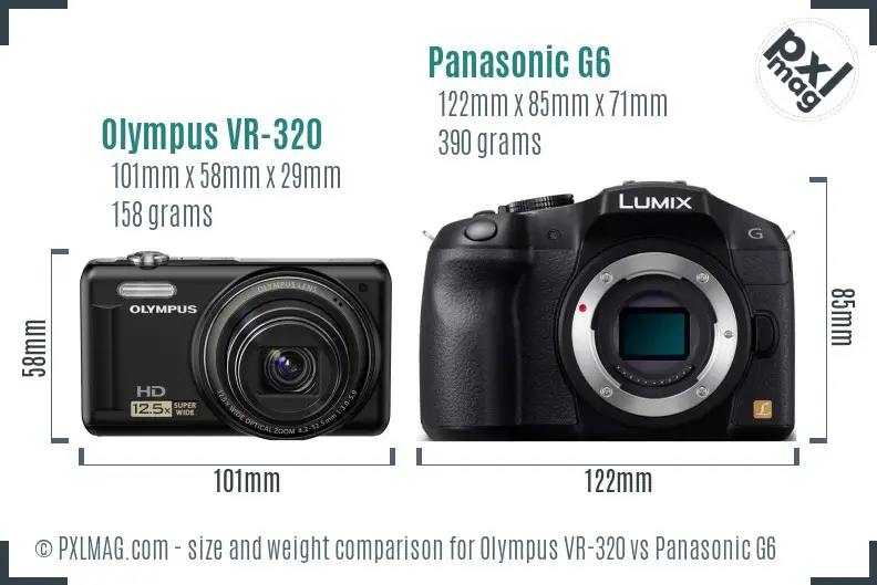 Olympus VR-320 vs Panasonic G6 size comparison Olympus VR-320 vs Panasonic G6 size comparison