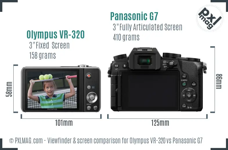 Olympus VR-320 vs Panasonic G7 Screen and Viewfinder comparison