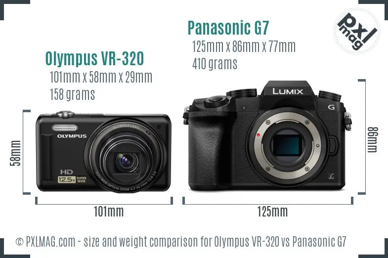 Olympus VR-320 vs Panasonic G7 size comparison