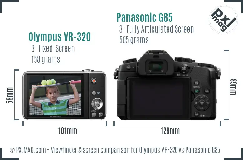 Olympus VR-320 vs Panasonic G85 Screen and Viewfinder comparison