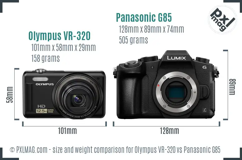 Olympus VR-320 vs Panasonic G85 size comparison