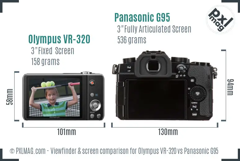 Olympus VR-320 vs Panasonic G95 Screen and Viewfinder comparison