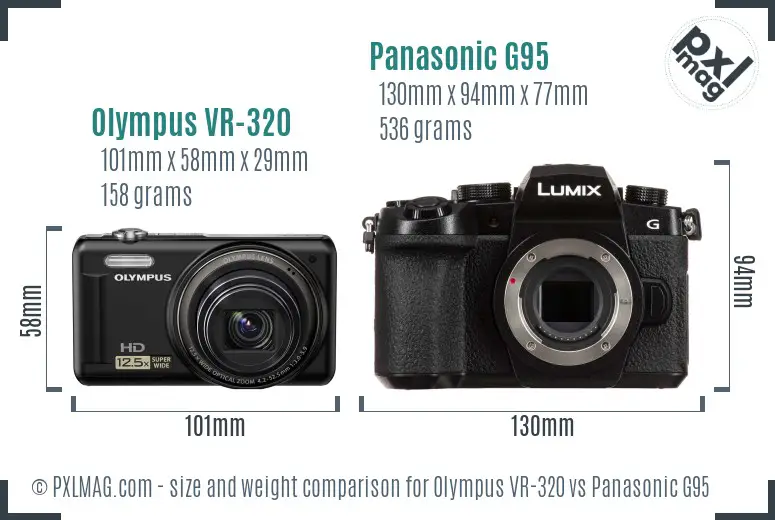 Olympus VR-320 vs Panasonic G95 size comparison