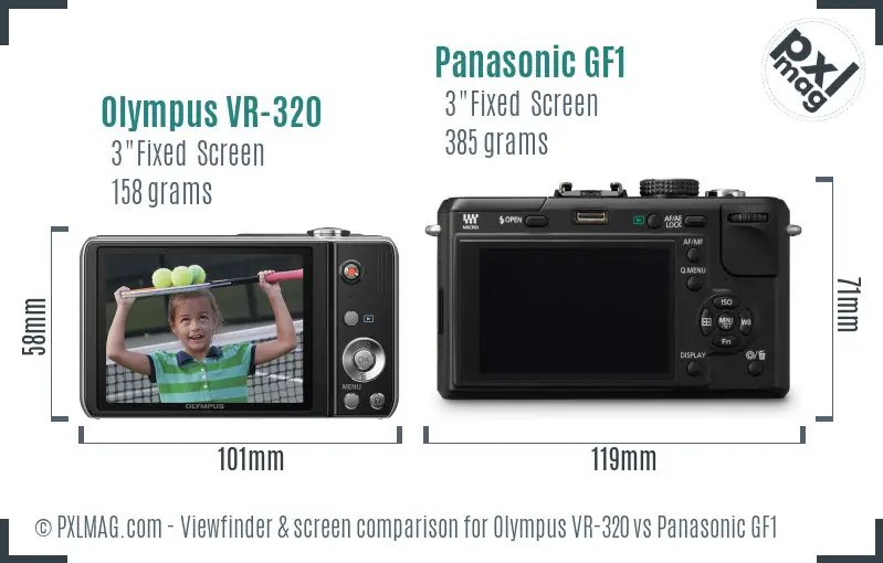 Olympus VR-320 vs Panasonic GF1 Screen and Viewfinder comparison