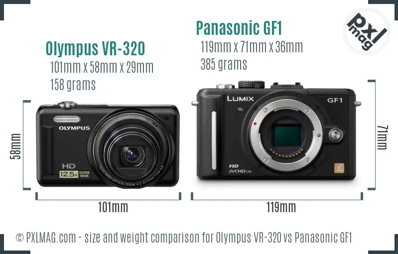 Olympus VR-320 vs Panasonic GF1 size comparison