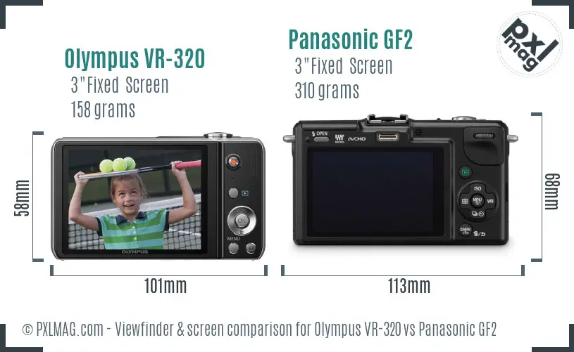 Olympus VR-320 vs Panasonic GF2 Screen and Viewfinder comparison