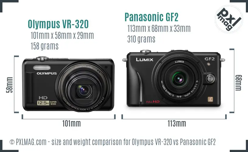 Olympus VR-320 vs Panasonic GF2 size comparison