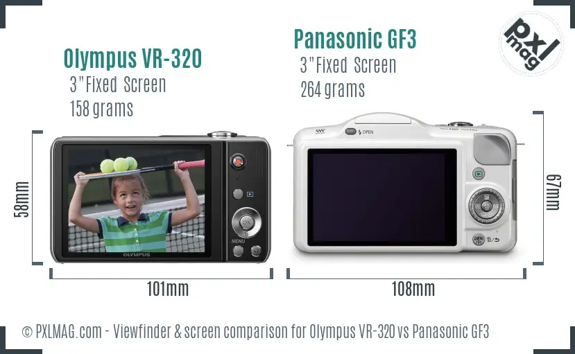 Olympus VR-320 vs Panasonic GF3 Screen and Viewfinder comparison