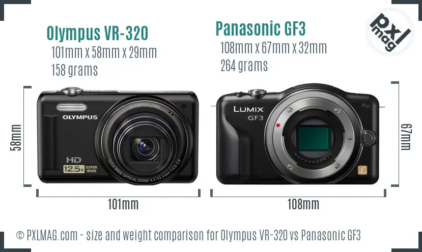 Olympus VR-320 vs Panasonic GF3 size comparison