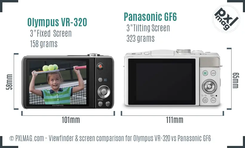 Olympus VR-320 vs Panasonic GF6 Screen and Viewfinder comparison