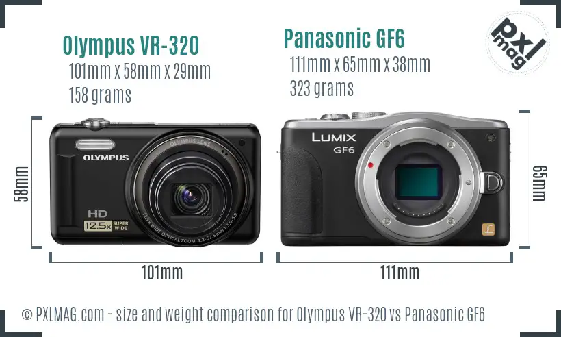 Olympus VR-320 vs Panasonic GF6 size comparison