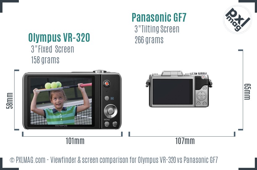 Olympus VR-320 vs Panasonic GF7 Screen and Viewfinder comparison