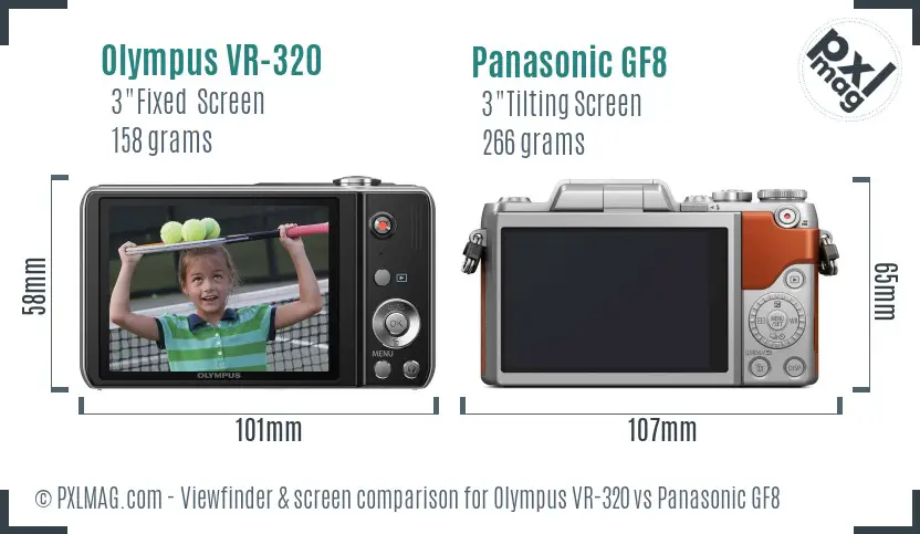 Olympus VR-320 vs Panasonic GF8 Screen and Viewfinder comparison Olympus VR-320 vs Panasonic GF8 Screen and Viewfinder comparison