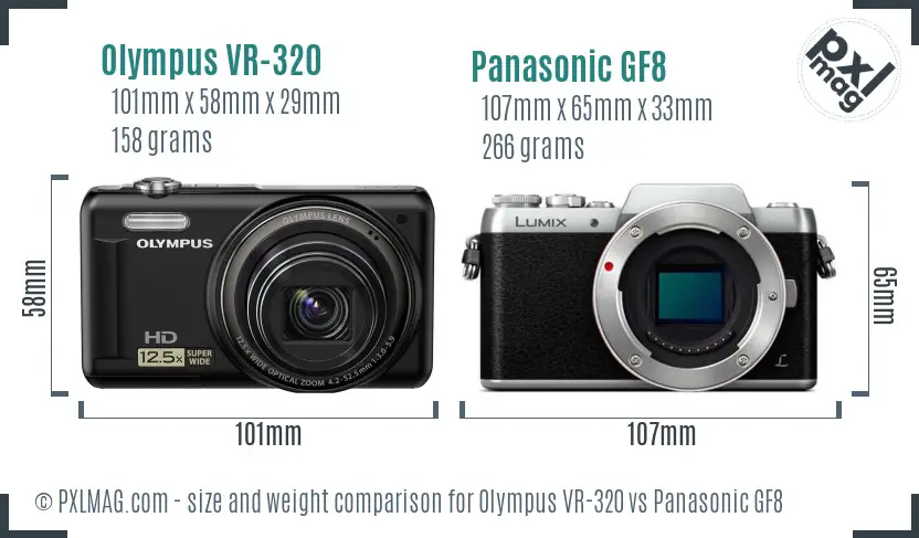 Olympus VR-320 vs Panasonic GF8 size comparison Olympus VR-320 vs Panasonic GF8 size comparison