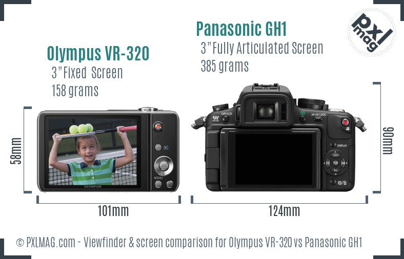 Olympus VR-320 vs Panasonic GH1 Screen and Viewfinder comparison