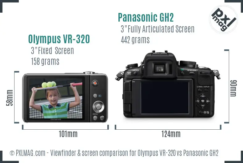 Olympus VR-320 vs Panasonic GH2 Screen and Viewfinder comparison