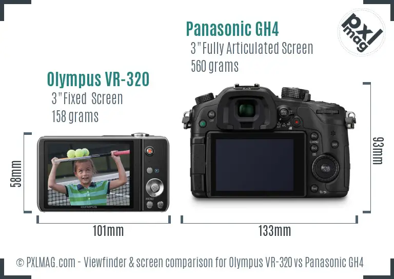 Olympus VR-320 vs Panasonic GH4 Screen and Viewfinder comparison