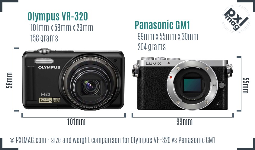 Olympus VR-320 vs Panasonic GM1 size comparison Olympus VR-320 vs Panasonic GM1 size comparison