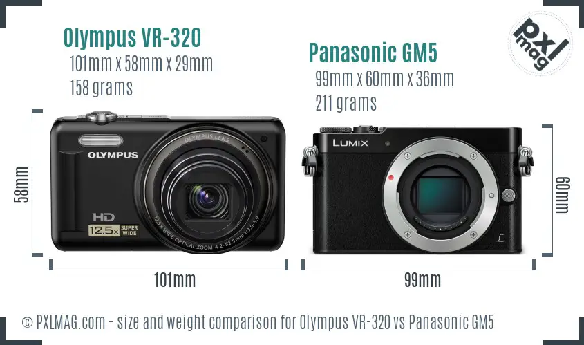 Olympus VR-320 vs Panasonic GM5 size comparison Olympus VR-320 vs Panasonic GM5 size comparison