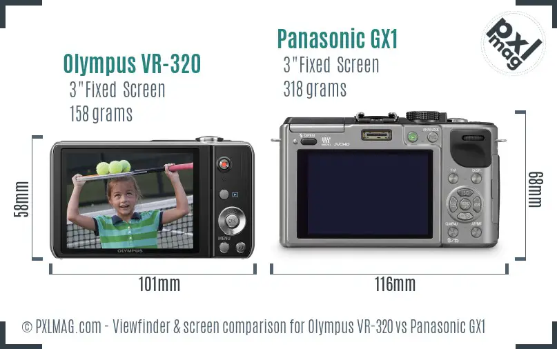 Olympus VR-320 vs Panasonic GX1 Screen and Viewfinder comparison