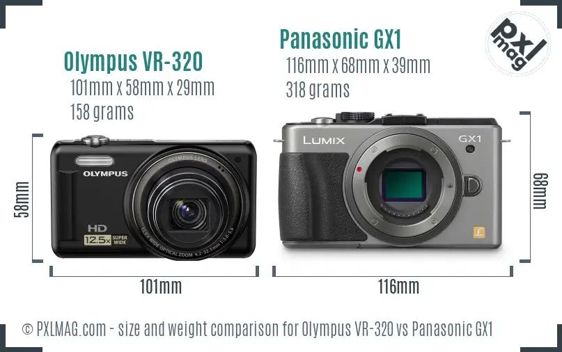 Olympus VR-320 vs Panasonic GX1 size comparison