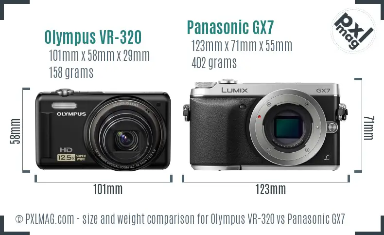Olympus VR-320 vs Panasonic GX7 size comparison Olympus VR-320 vs Panasonic GX7 size comparison