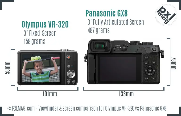 Olympus VR-320 vs Panasonic GX8 Screen and Viewfinder comparison