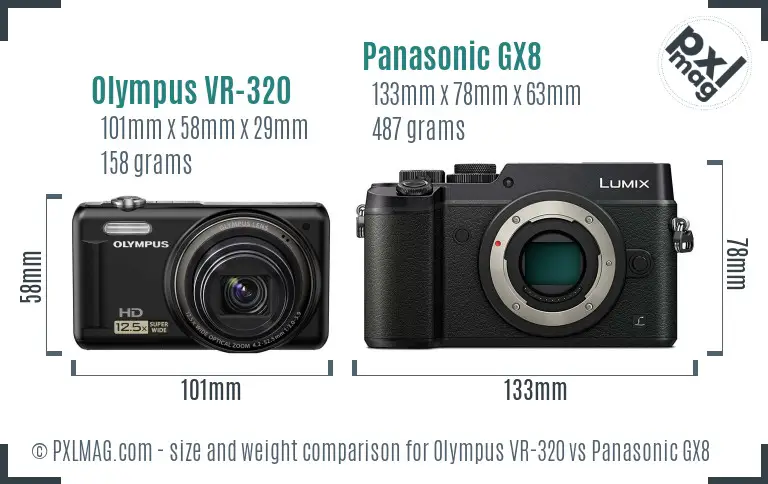 Olympus VR-320 vs Panasonic GX8 size comparison