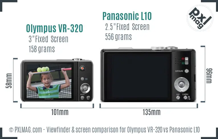 Olympus VR-320 vs Panasonic L10 Screen and Viewfinder comparison