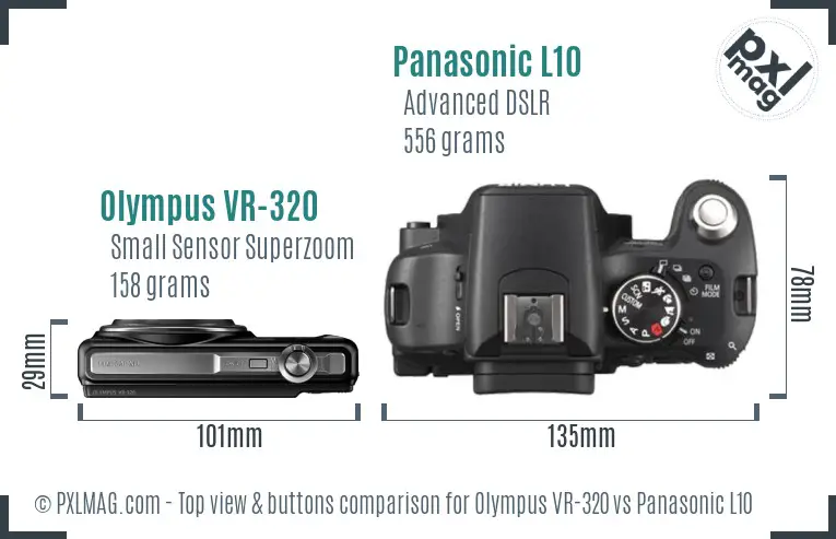 Olympus VR-320 vs Panasonic L10 top view buttons comparison