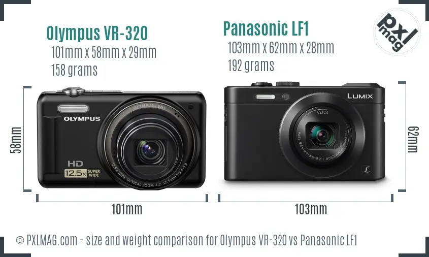 Olympus VR-320 vs Panasonic LF1 size comparison