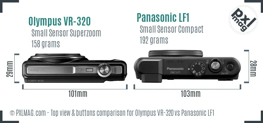 Olympus VR-320 vs Panasonic LF1 top view buttons comparison