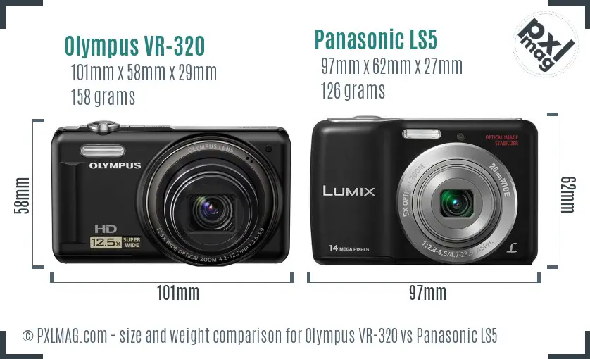 Olympus VR-320 vs Panasonic LS5 size comparison