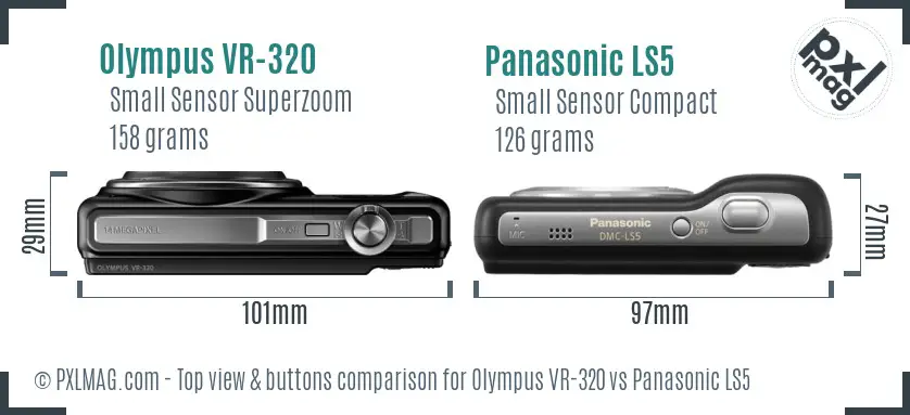 Olympus VR-320 vs Panasonic LS5 top view buttons comparison